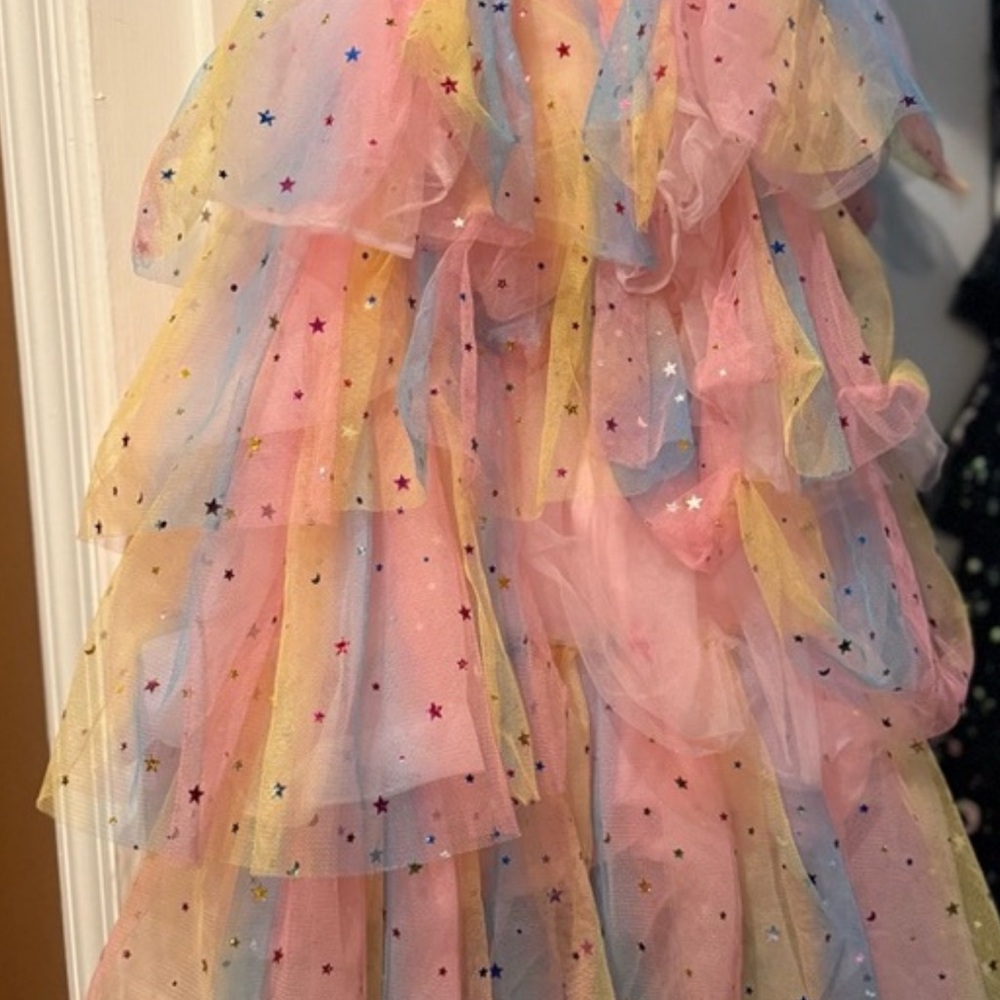 Lola + The Boys Pastel Starry Ruffle Dress